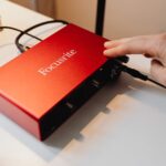 Audio Interface Electronic Device on a Desk
