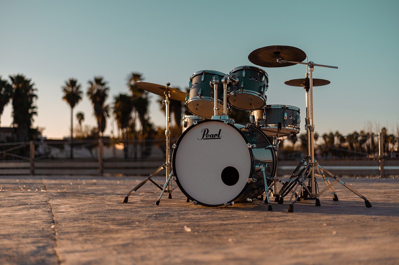 drums, music, sunset