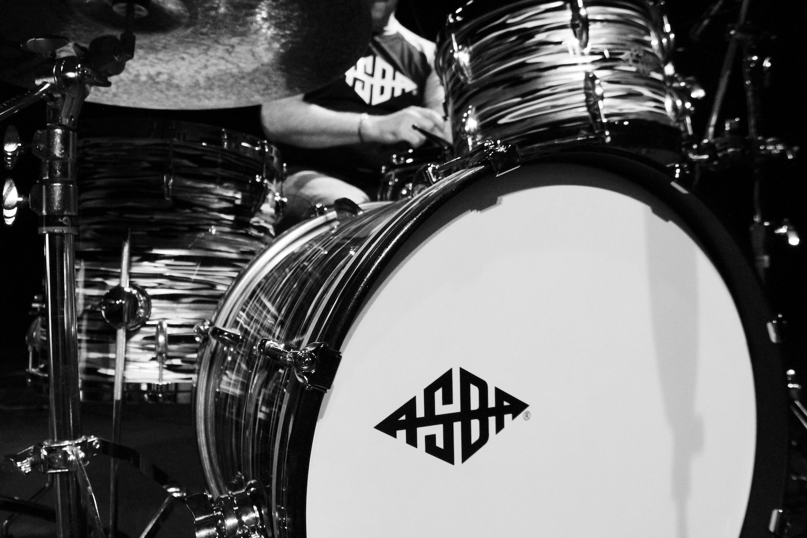 white and black drum set