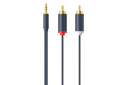 Cabletime 3.5 MM Aux to 2 RCA Male PVC Shell + PVC Jacket