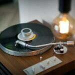 vinyl record on vinyl record player
